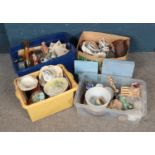 Four boxes of assortd collectables mostly ceramics and glassware. Including Wedgwood items, Royal