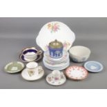 A collection of ceramics. Includes Shelley, Spode, Wedgwood, Royal Worcester Lily etc.