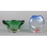 Two pieces of decorative art glass, to include large Murano style ovoid glass vase and flared