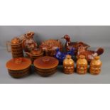 A collection of Portmerion with chicken egg holders and casserole dish with Hornsea tea/coffee pots,