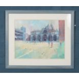 Graham Duckmanton, a framed oil, continental landscape scene depicting St Mark's Basilica with