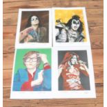 Four limited edition Paul Howell prints including Gene Simmons (19/30), Ozzy Osbourne (18/30),