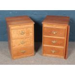 A pair of pine bedside tables with brass Georgian style handles. Height 61cm Width 41cm Depth 43cm