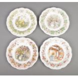 Four Royal Doulton Brambly Hedge seasons plates; Spring, Summer, Autumn and Winter. Good condition.