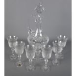 A set of six Veritable Cristal Taille Main wine glasses along with a matching Veritable Cristal