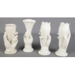 Four ceramic hand vases. Includes Royal Worcester example, etc. Some chips and cracks.