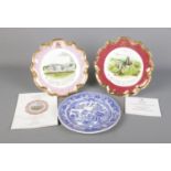Two boxed Coalport Rockingham plates depicting Wentworth Woodhouse and Conisbrough Castle along with