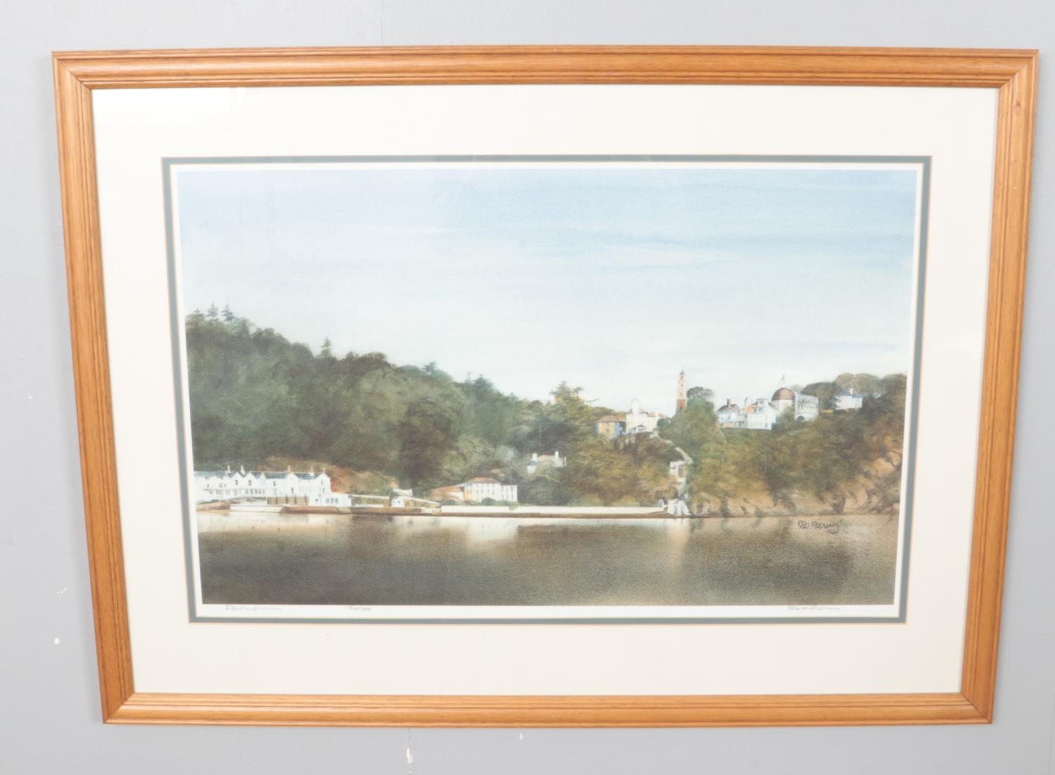 After Rob Piercy, framed limited edition print depicting Portmeirion, Wales. Signed in pencil by the - Image 2 of 2