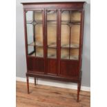 A carved mahogany astragal glazed display cabinet. Raised on slender tapering legs. (175cm x 106cm)