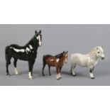 Three ceramic horses, to include Royal Doulton grey Shetland Pony and Special Edition Beswick