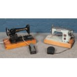 Two sewing machines, comprising of Singer V1295944 with later electric motor and Novum examples.