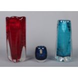 Three Whitefriars 'Controlled Bubble' vases of various colours and sizes, including 9772 shape