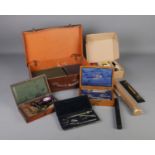 A cased set of draughtsmans/drawing set, by J.Halden & Co Ltd together with other surveyors