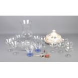 A box of assorted glassware and ceramics to include eight Babycham glasses, large vase, coloured