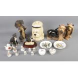 A collection of assorted ceramics to include Leonardo Collection, thimbles, ceramic dogs, etc.