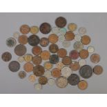 A collection of British pre decimal coins. Includes 1797 penny, 1906 half crown, 1837 token etc.