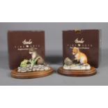 Two boxed Border Fine Arts figures "Otter Kit & Frog FE3" & " Fox & Hedgehog FE1"