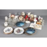 A box of assorted ceramics and glassware to include candlesticks, cabinet plates, vases, etc.