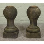 A pair of stone balustrades purportedly from Wentworth Woodhouse. Approx. dimensions 21cm x 45cm.