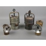 Premier Brass Carbide Lamp, 10.5cm high, Premier lamp example and two others larger