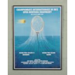 Original framed tennis poster for the international tennis championship held in Nice 23rd of Apirl