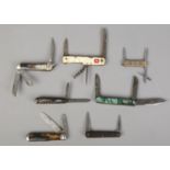 Seven pocket knives. Includes Toledo, Pradel, W.Mount & Sons, etc.