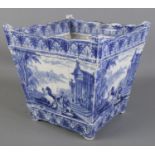 A 19th century Cauldon blue & white transfer printed planter. (23cm x 23cm) Inside in need of a