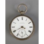 H. Samuel silver pocket watch. Hallmarked Birmingham 1887. Missing front glass and hour hand is