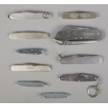 Ten stainless steel pocket knives. Includes John Watts, Collinge, R.Groves & Son,