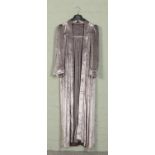 A vintage Biba silver velvet full length wraparound robe/dress, with exaggerated drooped sleeves.
