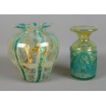 Two Mdina Maltese glass vases including blue striped examples. Approx. height of tallest example