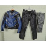 Three pieces of bikers leathers. Includes RST jacket size UK50, etc.