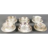 Five Rockingham 1830-1842 cups & saucers along with a 19th century Derby example.