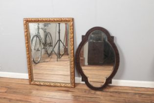 Two large mirrors with bevelled edge glass on with guilt frame. Largest example 74x102cm
