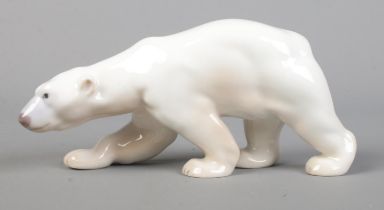 A Bing & Grondahl ceramic model of a polar bear designed by Svend Jespersen. Model 2218. Length