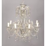 An early 20th century eight branch cut glass chandelier.