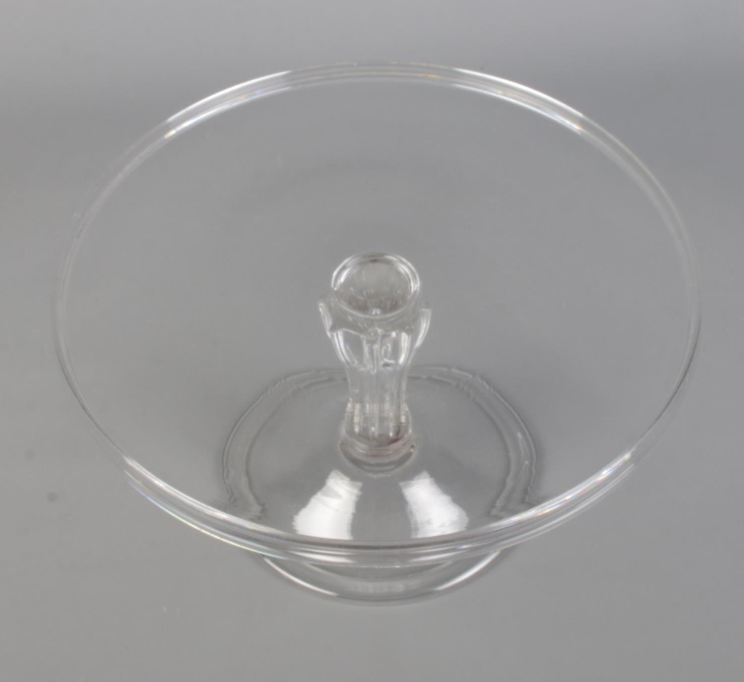 A late 18th/early 19th century glass tazza with silesian stem and domed folded foot. Height 15cm, - Image 2 of 3