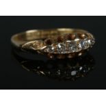 An Edwardian 18ct Gold five stone diamond ring. Assayed for Chester, 1902. Size NÂ½. Total weight: