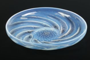 Rene Lalique, an opalescent glass Poisson dish/shallow bowl. Raised signature to centre, R