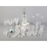 A collection of glassware to include Waterford small jug and bowl, Stuart crystal lamp, Nachtmann