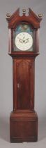 A George III mahogany eight day long case clock. Having painted dial marked for H Bunyan, Lincoln.