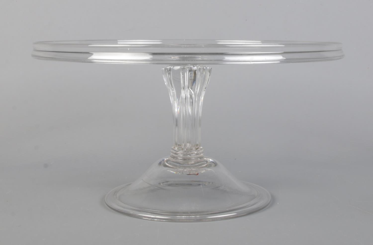 A late 18th/early 19th century glass tazza with silesian stem and domed folded foot. Height 15cm,