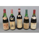 Five sealed bottles of vintage alcohol to include 1986 Ruffino, 1984 Franciacorta, 1974 Tres Torres,