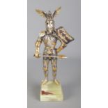 A Gippe Vasani figure of a medieval knight with removable helmet. Approx. 27cm tall. Stamped 145/400