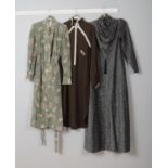 Three John Bates for Jean Varon dresses to include wrap-front, colour block and cowl neck