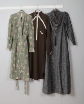 Three John Bates for Jean Varon dresses to include wrap-front, colour block and cowl neck