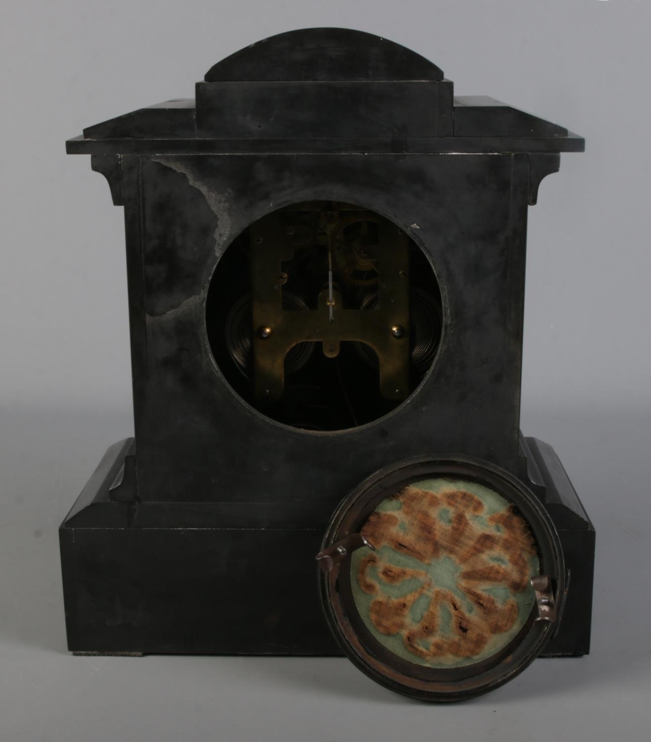 A slate and marble presentation mantle clock presented to Mr. & Mrs. Richardson by the W.C.C. - Image 2 of 2