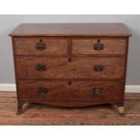 A 19th century mahogany chest of drawers with two short over two long drawers Hx85cm Wx111cm