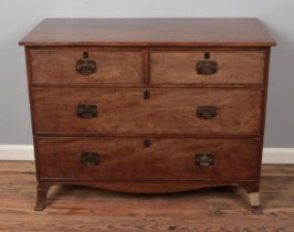 A 19th century mahogany chest of drawers with two short over two long drawers Hx85cm Wx111cm