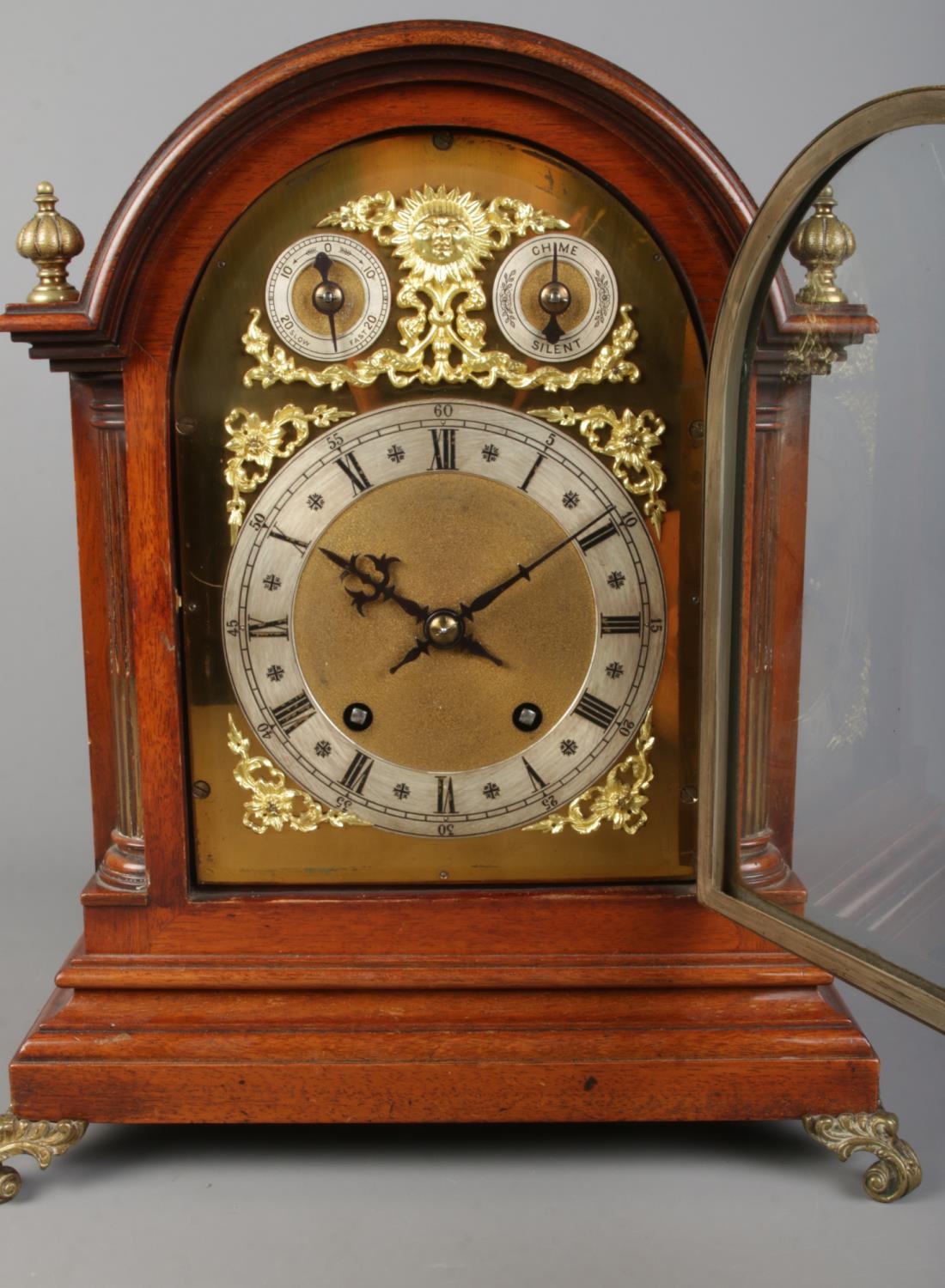 An early 20th century mahogany dome top bracket clock by Winterhalder & Hofmeier. Having brass - Image 2 of 6